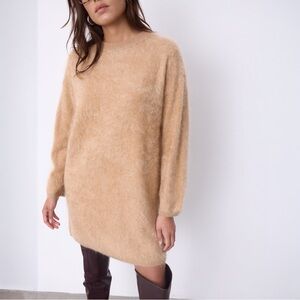 NOTSHY Quincy Brushed Cashmere Dress Camel 100% Cashmere Knit Sweater Dress M